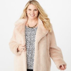 PLUS SIZE FAUX FUR COAT 2X